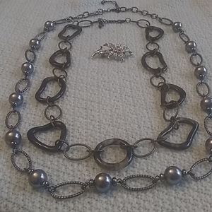 2 necklace and flower brooche